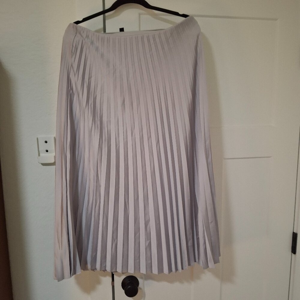 J. Crew Gwyneth Silver pleated slip skirt